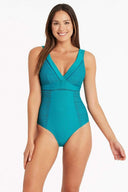 Cross Front Spliced Multifit One Piece With Ladder Lace