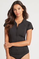 Eco Essentials Short Sleeve Multifit Rash Vest - Full Zip