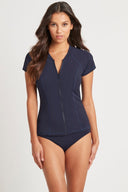 Eco Essentials Short Sleeve Multifit Rash Vest - Full Zip